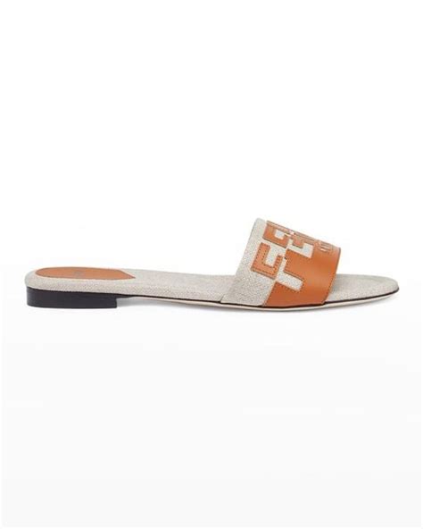 fendi logo bicolor flat sandals|fendi logo wedge sandals.